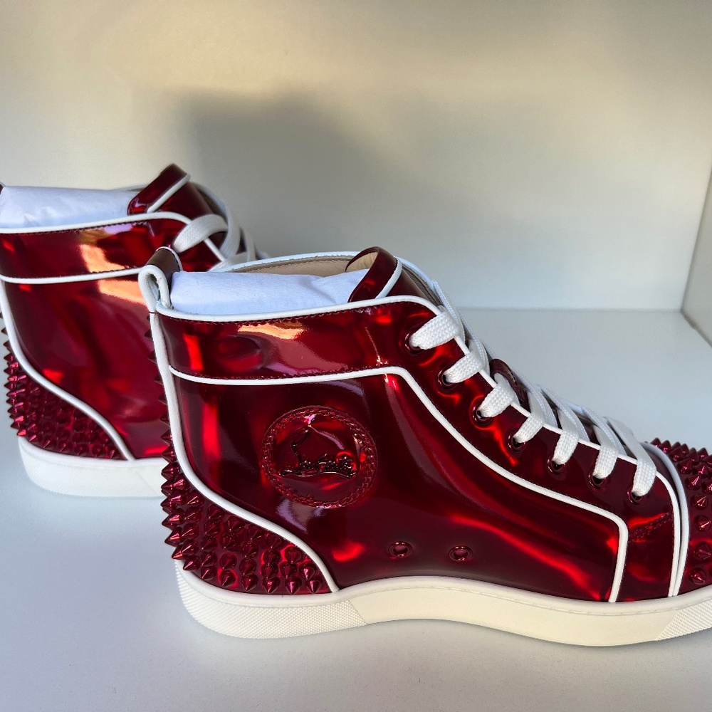 Christian Louboutin Lou Spikes 2 Flat Red high tops